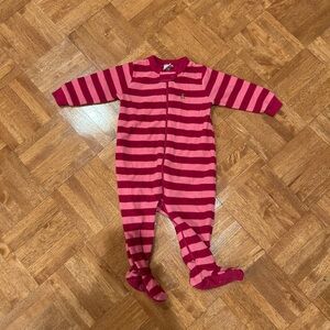 Striped Pink Fleece Kids One Piece